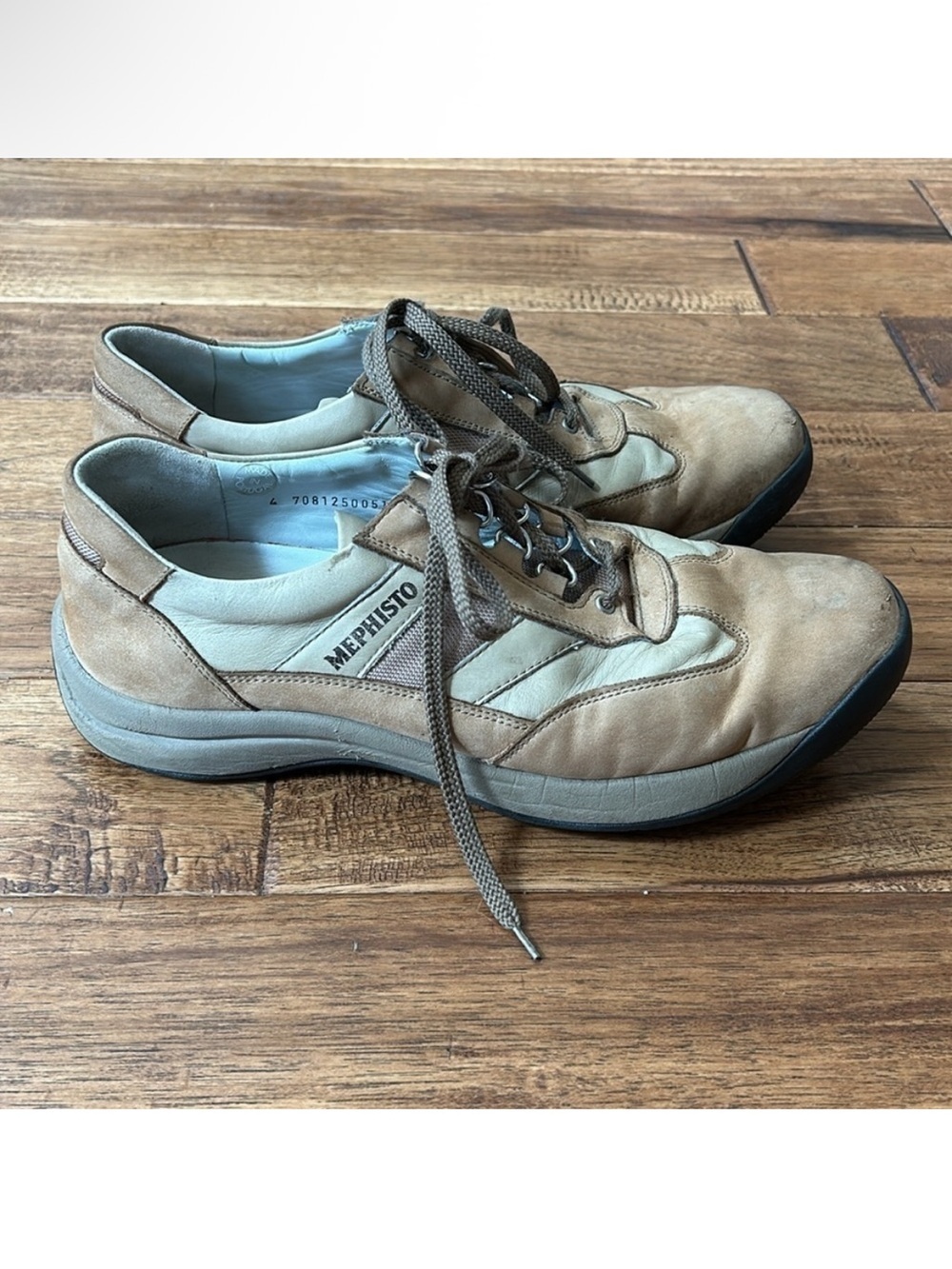 Mephisto Nubuck Leather Lace Up Sneakers Comfort Casual Shoes Tan Brown Size 9.5